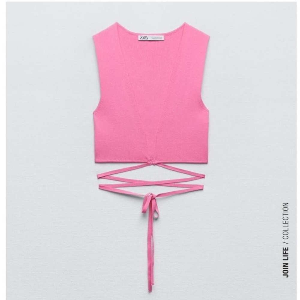 NWT Pink Zara Tie Front Top (sz medium)